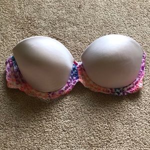 PINK Rainbow cheetah print strapless bra